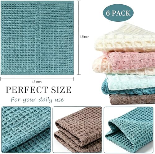 vfaejll Kitchen Towels Set 6 Pack, 100% Cotton Waffle Weave Dish