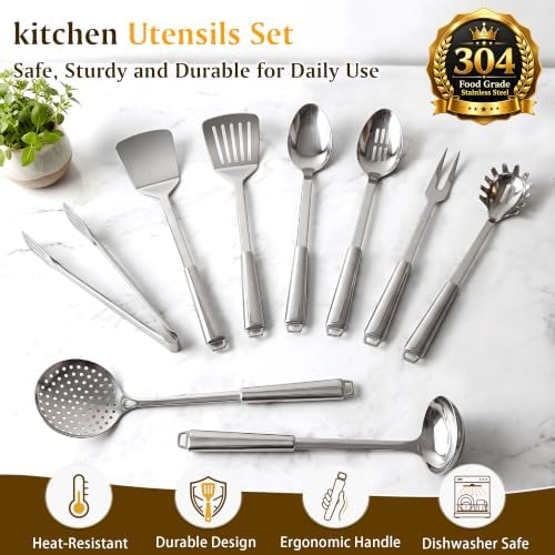 9-Piece 304 Stainless Steel Cooking Utensil Set