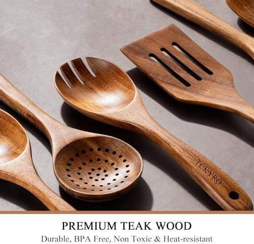 8 Piece Teak Wooden Kitchen Utensil Set