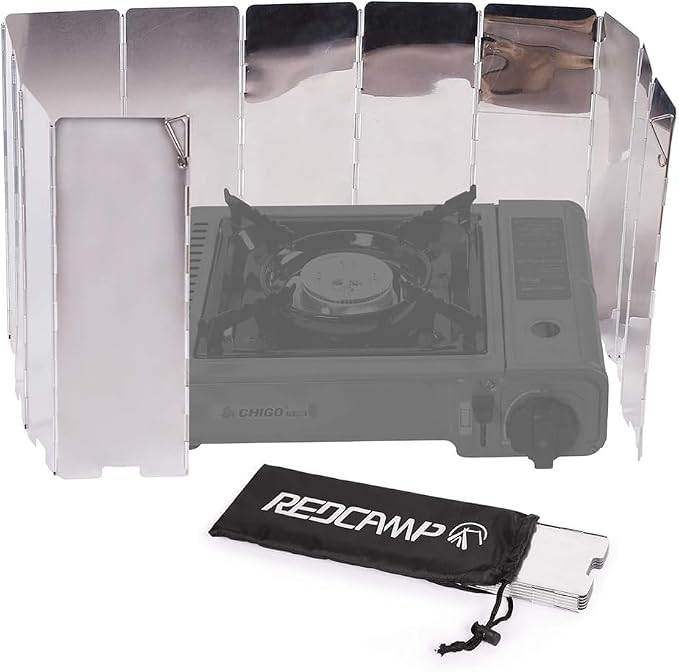 REDCAMP Folding Outdoor Stove Windscreen, Lightweight Butane Burner Windshield by REDCAMP