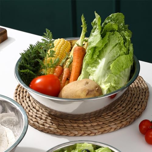 3 Pack Stainless Steel Mixing Bowls, 6 Quart Flat Base Stainless Steel