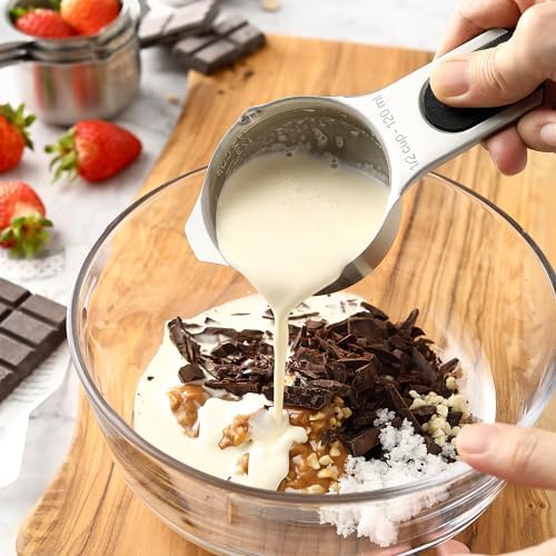 Spring Chef Stainless Steel Magnetic Measuring Cups, Set of 7, Black &
