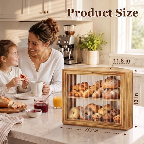 Corner Bread Box for Kitchen Countertop, Large Capacity Bread Storage Container for Homemade Bread, Space-Saving Bread Holder Kitchen Organizer