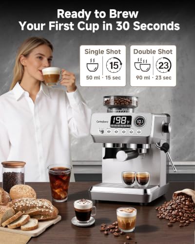 Espresso Machine with Grinder, 20 Bar, 44 Grind Settings
