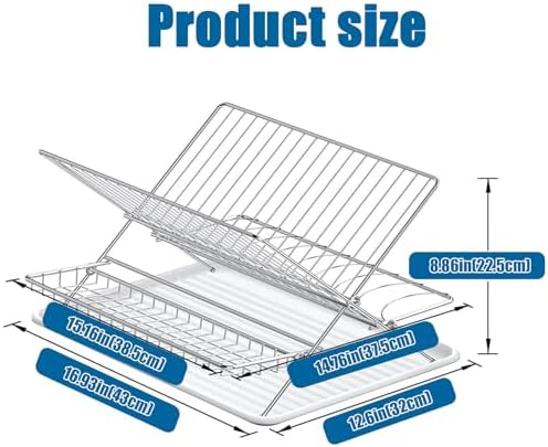 2-Tier Foldable Stainless Steel Dish Drying Rack
