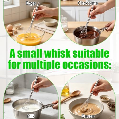 Gosknor 4pcs 11 Inch Mini Whisk, Small Egg Whisk with Long Handle