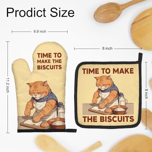 DYJYBMY Funny Cat Oven Mitts and Pot Holder Set