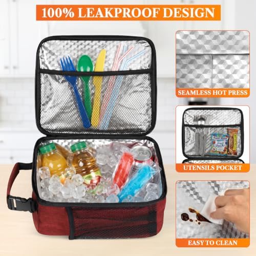 opux Insulated Lunch Box, Soft Cooler Bag, Red