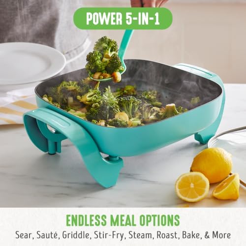 GreenLife 12" 5QT Electric Skillet, Turquoise
