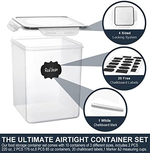 VERONES Large Tall Airtight Food Storage Containers, 10 Pack
