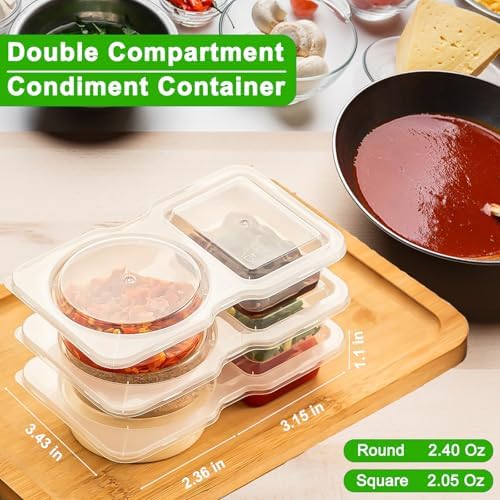 8 Sets Reusable Snack Containers with Lids, Double Compartment Snack