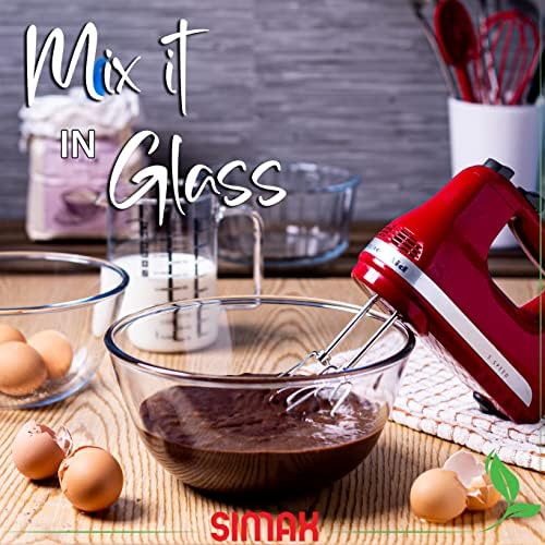 SIMAX 2.6 Quart Glass Mixing Bowl, Large Microwave & Oven Safe Bowl