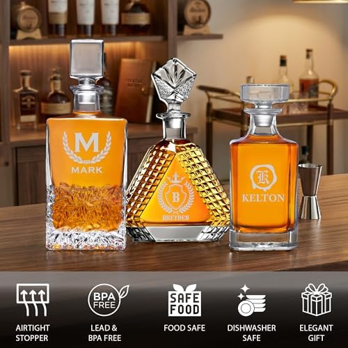 Personalized Triangle Whiskey Decanter Set – 650ml Engraved Liquor