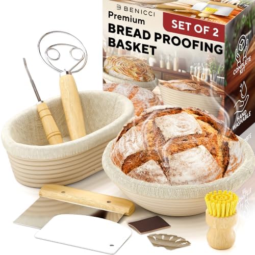 Complete Bread Proofing Baskets Set with 9 in and 10 in Banneton