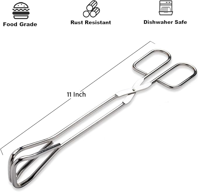 Hiash 11" Heavy Duty Stainless Steel Kitchen Scissor Tongs - Image 2