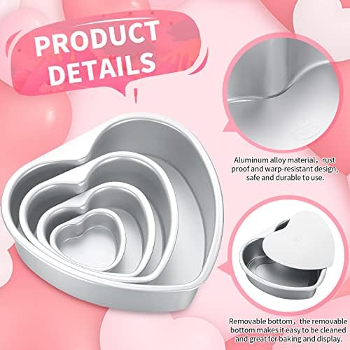 Sieral 7 Pcs Heart Shaped Cake Pans 3/4/5/6/7/8/10" Nonstick Aluminum