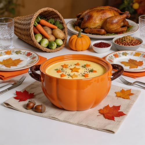 Pumpkin Dutch Oven Pot With Lid -1.7QT Ceramic Casserole Dish With Lid