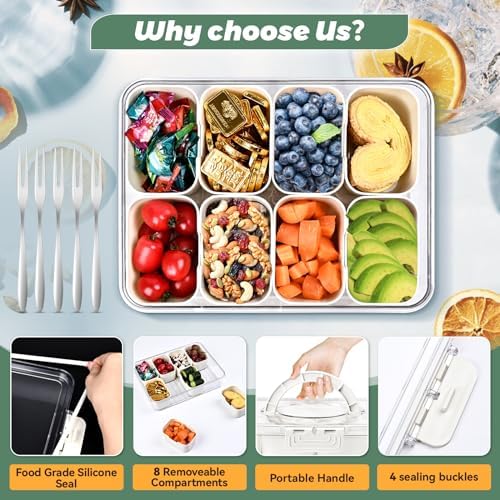 Snackle Box Container,Snack Box Charcuterie Container with 8