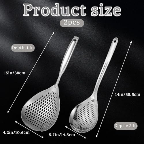 Skimmer Slotted Spoon, Large Size Spaghetti Spoon (2 Pcs)