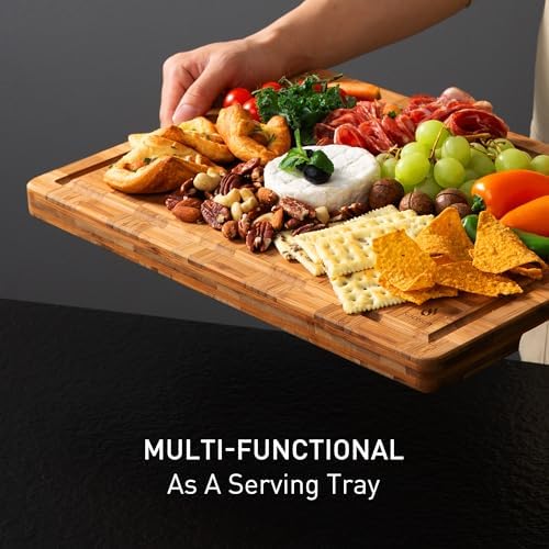 3 Pack Heavy Duty Bamboo Cutting Board Set Non Toxic Wooden Cutting