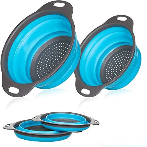 Alnicov Collapsible Colander,2 Collapsible Colanders Set,Silicone