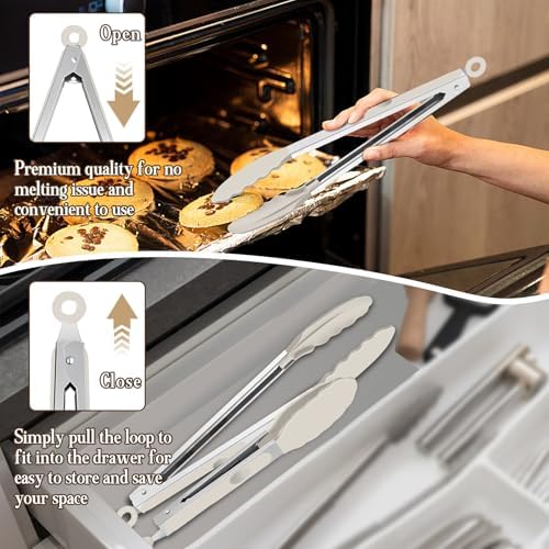 TeamFar Kitchen Tongs, 9" and 12", Stainless Steel
