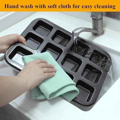 3 Pack Brownie Pan with Dividers, 12-Cavity Non-stick Square Mini