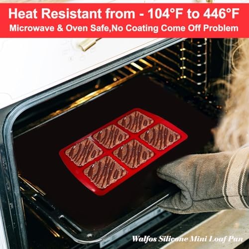 Walfos Mini Silicone Brownie Pan - 2 Piece 6-Cavity Non-stick Square