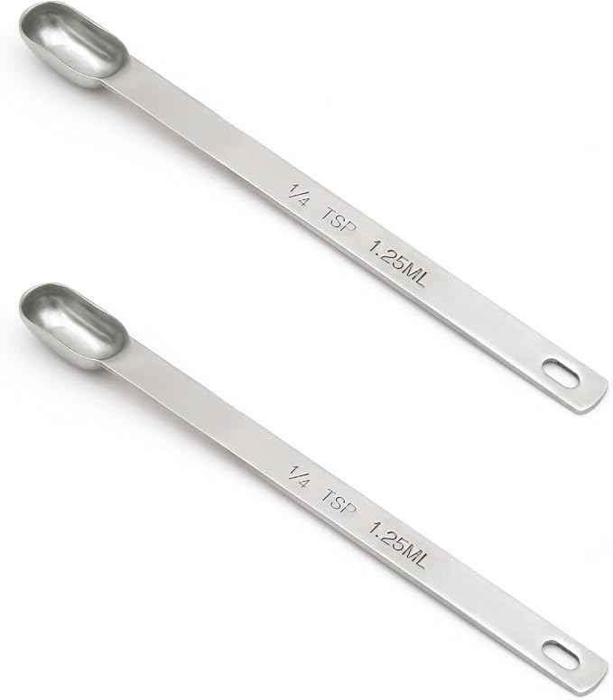 2PCS 1/4tsp Single Measuring Spoon, Stainless Steel Long Handle Individual by BERYLER