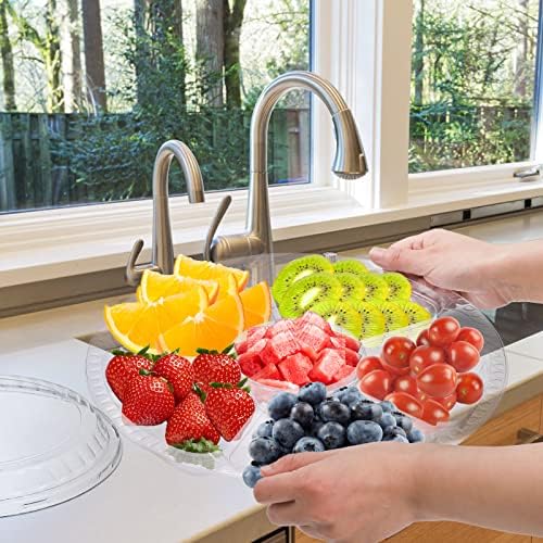 Lawei 30 Pack Plastic Appetizer Tray with Clear Lid, Stackable Round