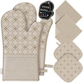 Oven Mitts and Pot Holders Set with Dishcloths, 500 Degree Heat
