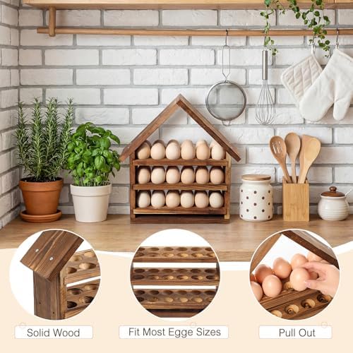 Remerry Wooden House Egg Holder, 36-Hole, Brown
