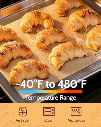 Non Stick Silicone Baking Sheet - 2 Half & 2 Quarter & 9'' Round