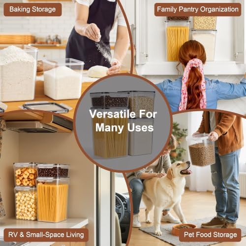 Airtight Flour Sugar Containers with Lids: 4 Pack for Pantry Food