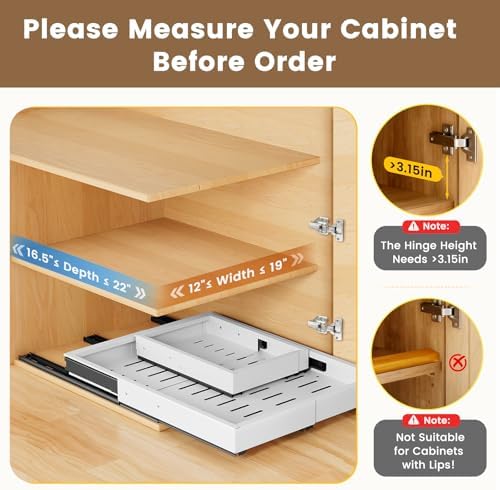 Pull Out Cabinet Organizer, Expandable Width (11.4"-18.9") Depth