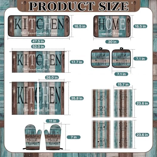 Britimes Kitchen Decor Sets, 13 Pack, Farmhouse Teal Turquoise