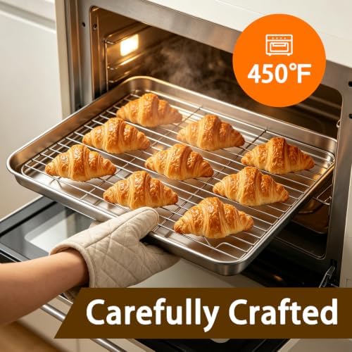 Stainless Steel Baking Sheet with Rack, 16 x 12 Inch Cookie Sheet