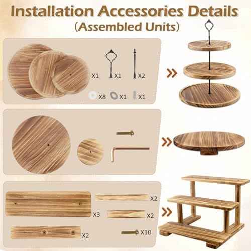 Esmorah Rustic Wooden Dessert Table Display Set of 6, Cupcake Stand