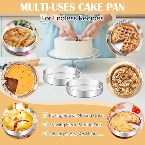TeamFar 9 Inch Cake Pan Set of 2, Stainless Steel Round Cake Baking