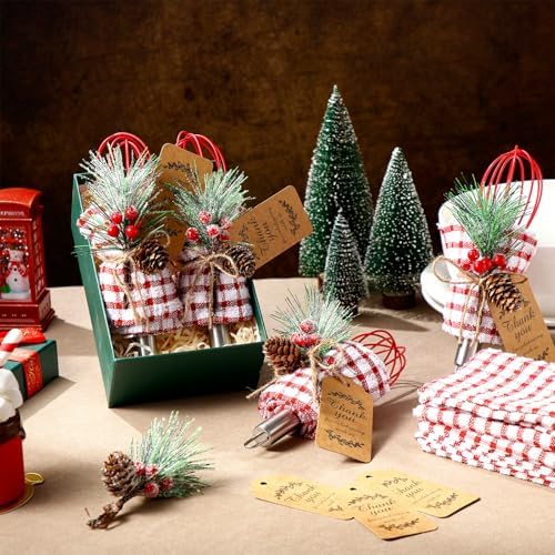 FoldTier 12 Sets 8 Inches Christmas Whisk Baking Supplies Gifts Sets