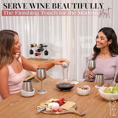 Gusto Nostro Crystal Wine Decanter Set with Drying Stand, Corkscrew