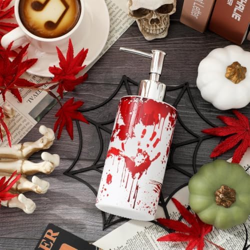 JarThenaAMCS Halloween Soap Dispenser Bloody Handprint Glass Dispenser