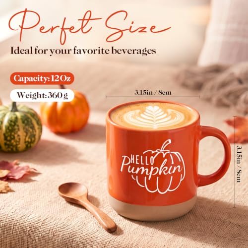 Sieral 6 Pcs Fall Coffee Mugs Thanksgiving 12 oz Ceramic Mug, 6