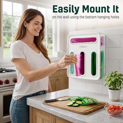 HIMUS Food Storage Bag Organizer - 4 in 1 Plastic Baggie Organizer for
