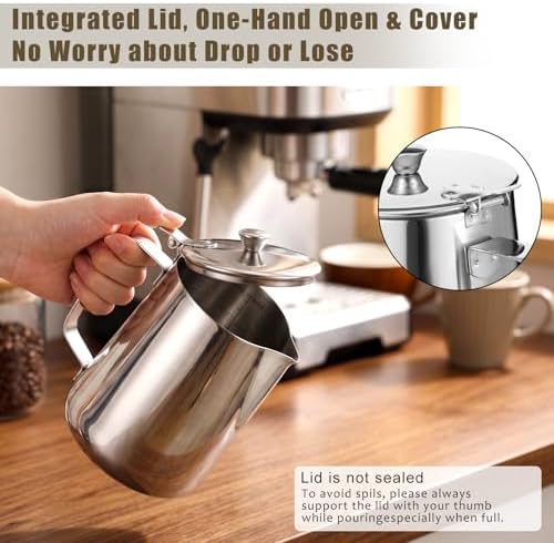 50 oz Stainless Steel Pitcher with Lid, 1.5 L Large Metal Measuring