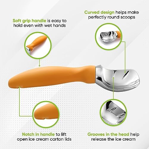 Spring Chef Professional Ice Cream Scoop & Stainless Steel Swivel
