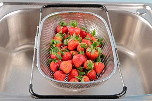 Over the Sink Strainer, Stainless Steel Kitchen Colander with