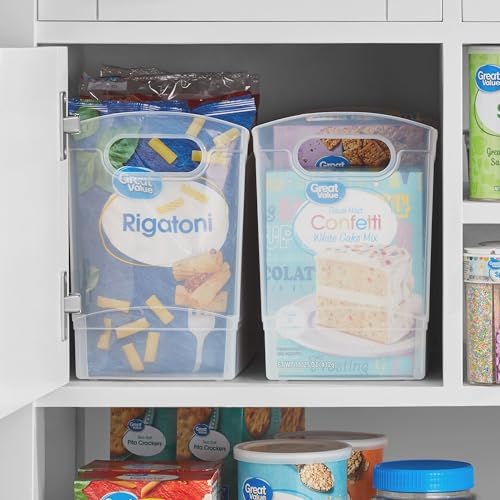 Modern Narrow Organizer Storage Bin, Clear Plastic Household Storage