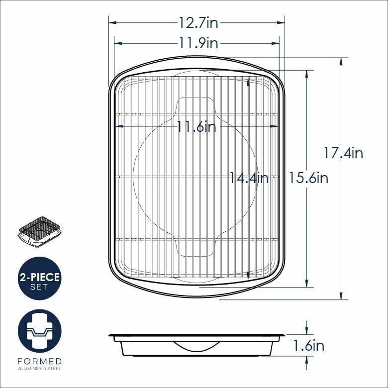 Nordic Ware Oven Crisp Baking Tray 2pc Set Includes Pan and Rack