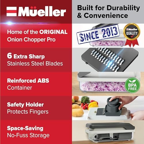 Mueller Vegetable Chopper & Mandoline Slicer, White Sand/Grey